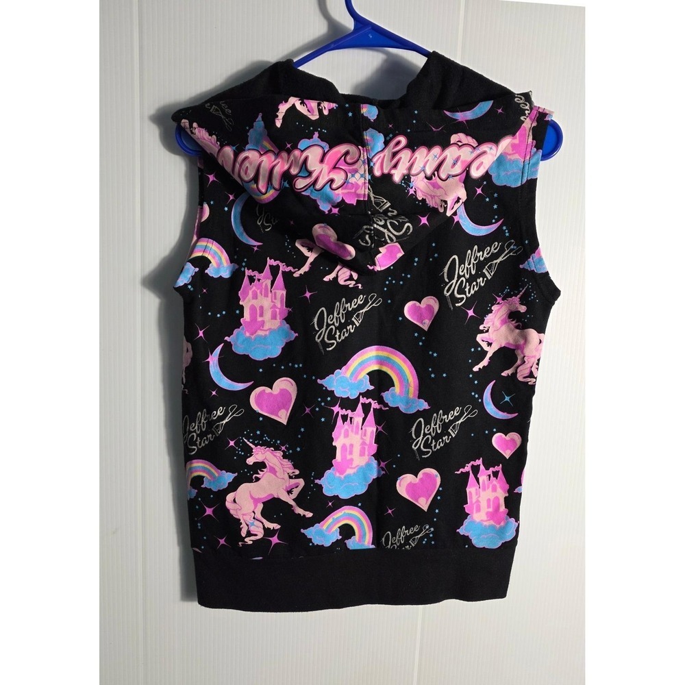 Rare Jeffree Star Vest Unicorn Beauty Killer Hoodie Rainbow Print Sleeveless (S) - Picture 5 of 9
